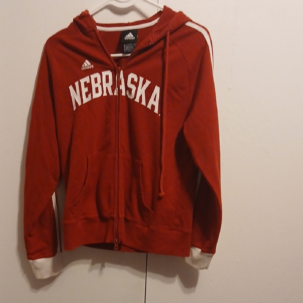 Adidas Nebraska Red Zip-Up Hoodie